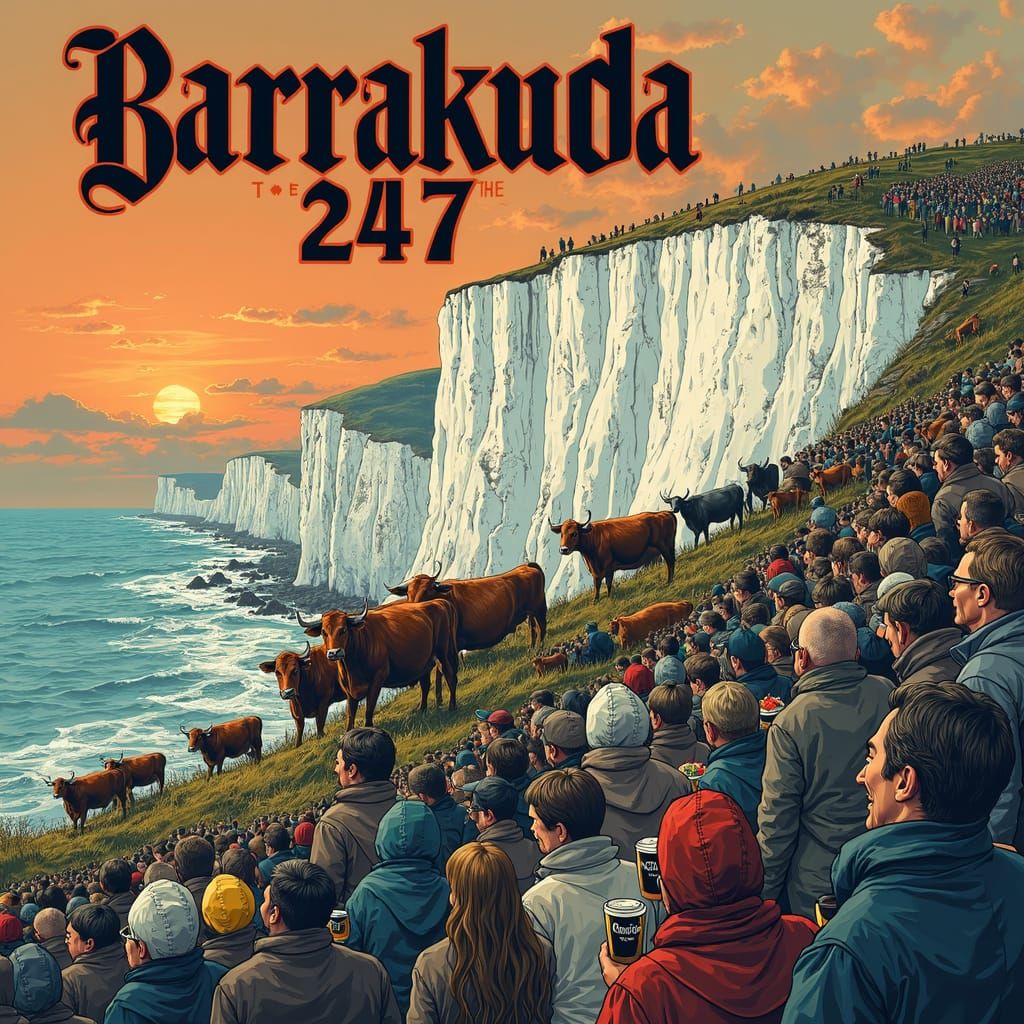 Metalcore Logo with Cows and Guinness Illustration