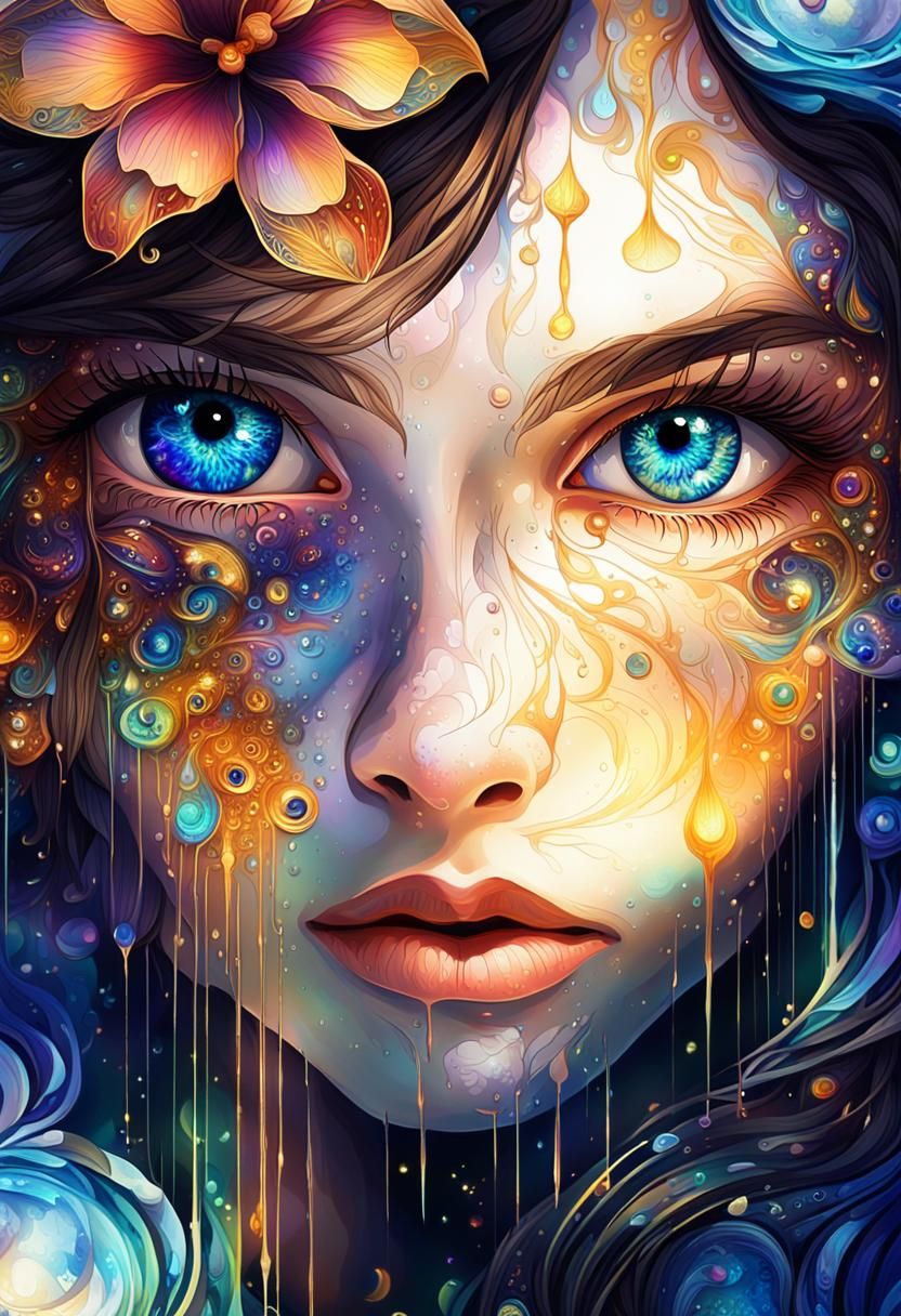 Art Nouveau Eye: Fractal Iris with Bio-Luminescence