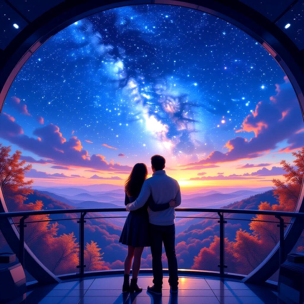 Astronauts' Date Night on Alien Planet in Surrealism Style