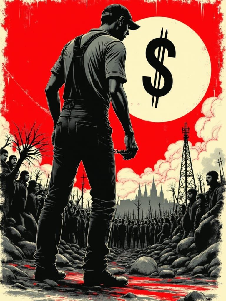 Revolutionary Agitprop Poster: German Worker Silhouette Conf...