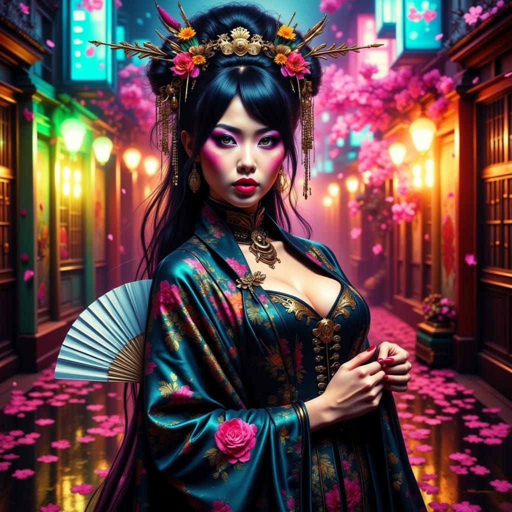 Lethal Elegance: The Iron Courtesan in Cyberpunk Style