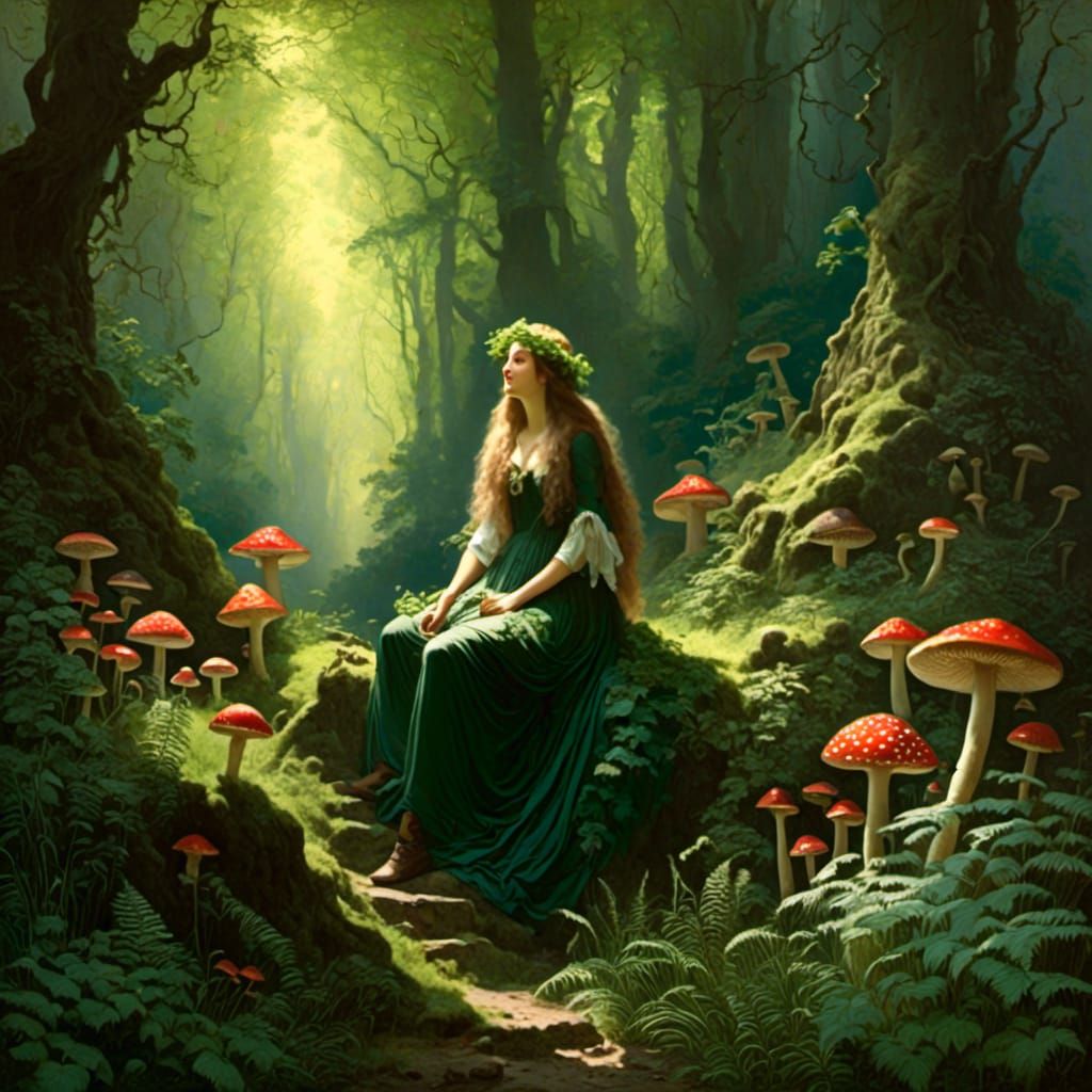 Enchanted Forest Woman in Springtime