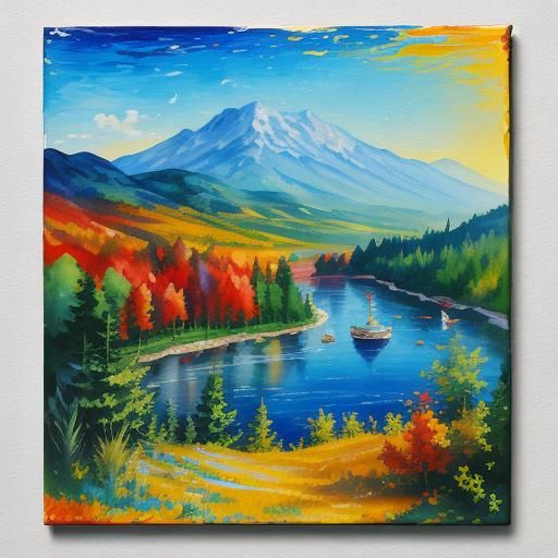 Gouache and Watercolor Impressionist Painting on Canvas