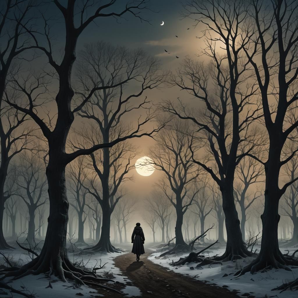 Moonlit Shadow Trembles: Fantasy Concept Art