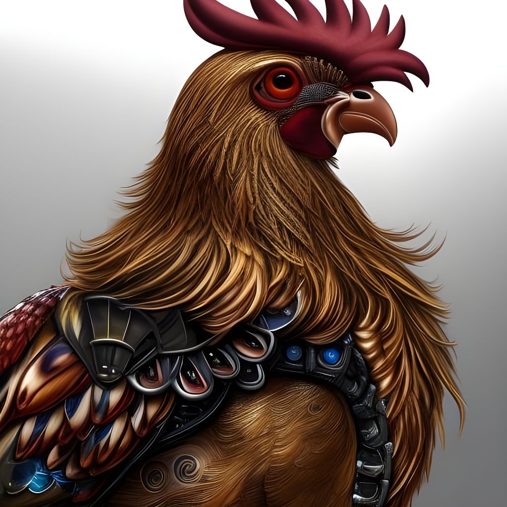 Steampunk Rooster in Armor: Hyperrealistic Rendering