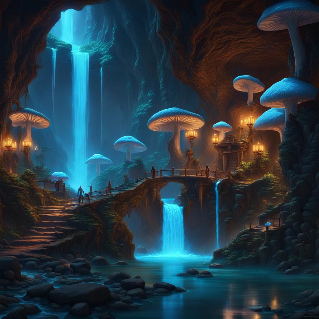 Fantasy Village in an Underground Cave