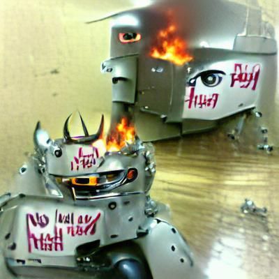 Damaged Industrial Robot in Dark Setting