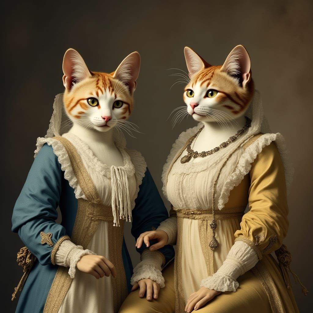 Anthropomorphic Cats in Regency Era Costume