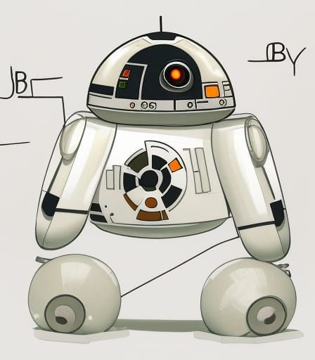 Chubby BB-8 Robot with Wheels, Digital Art