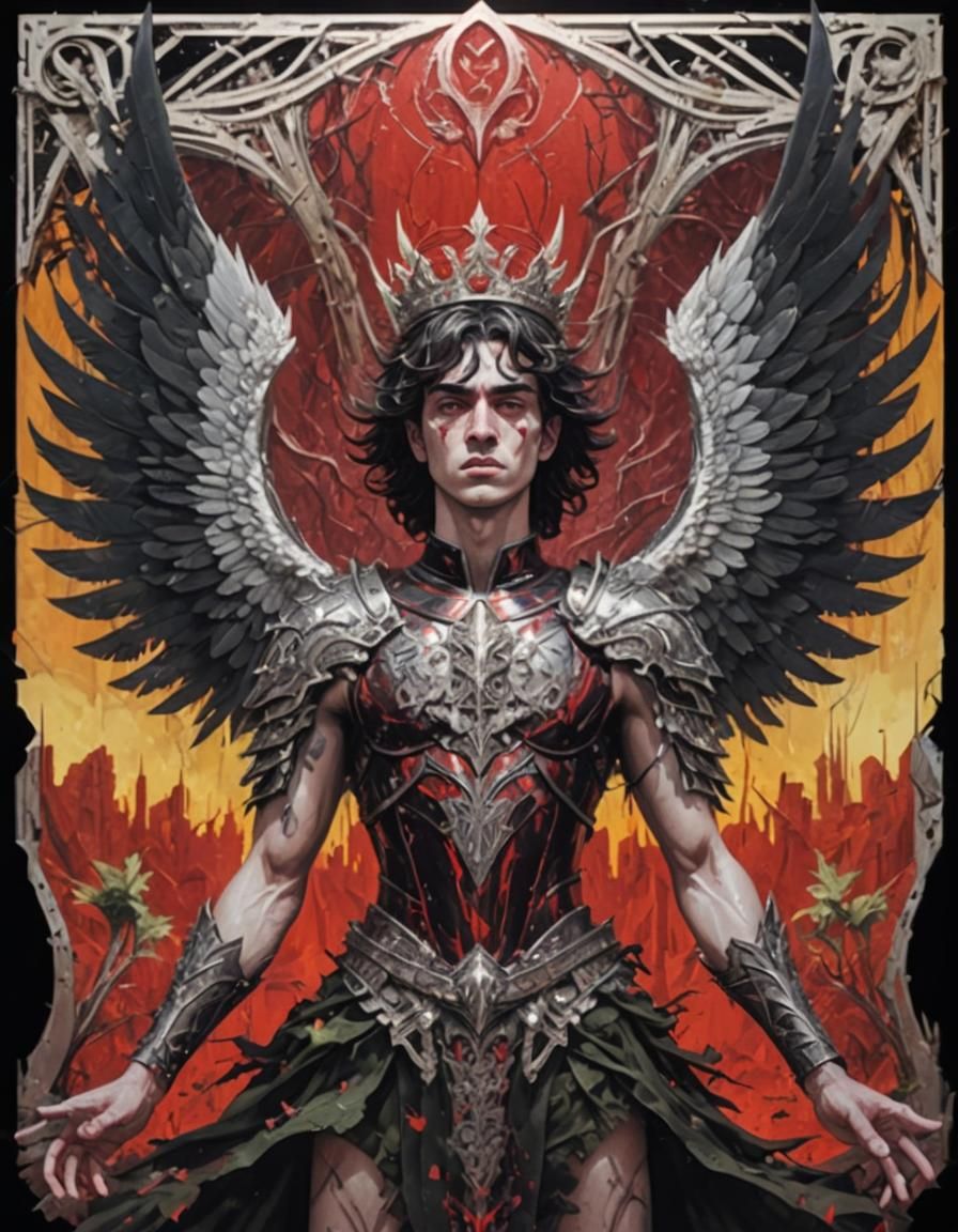 Young God in Post-Apocalyptic Landscape: Neofuturistic Illus...