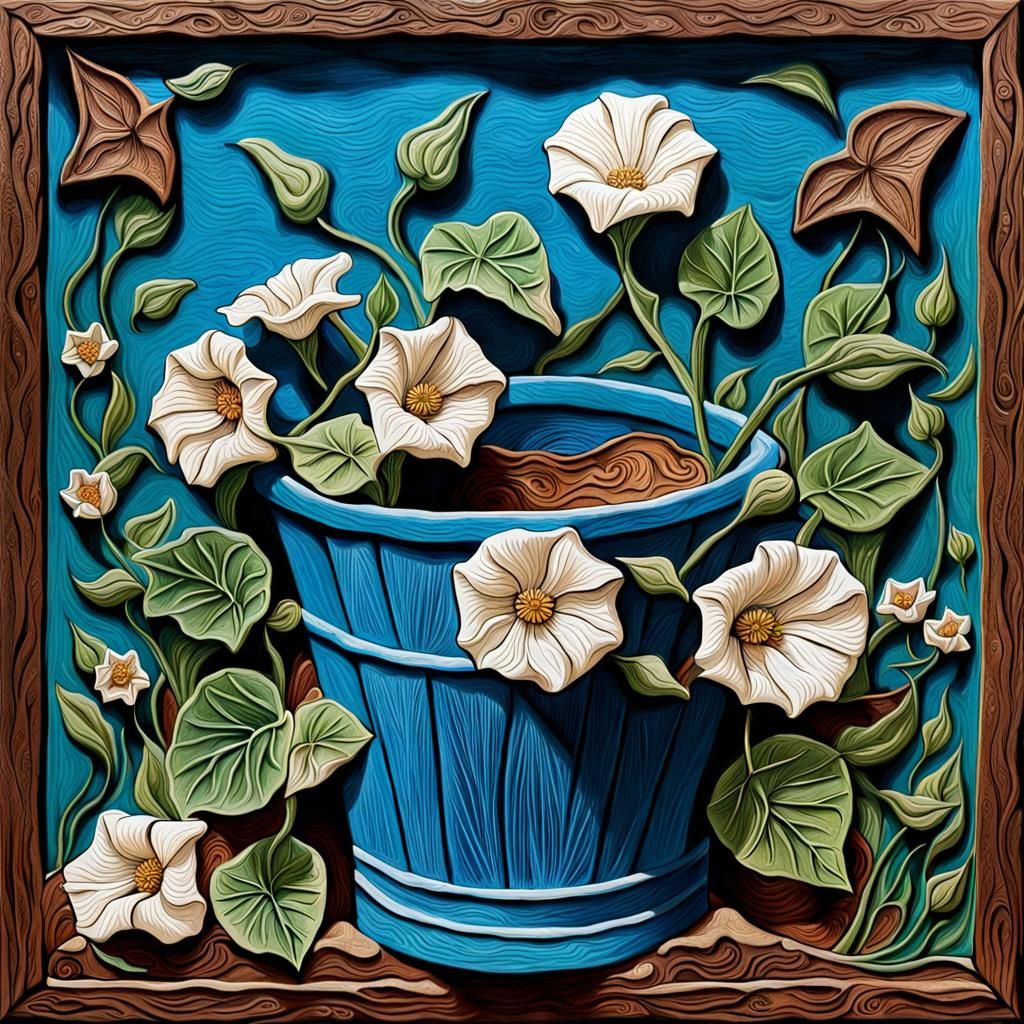 Field Bindweed Trapunto Art Near Well