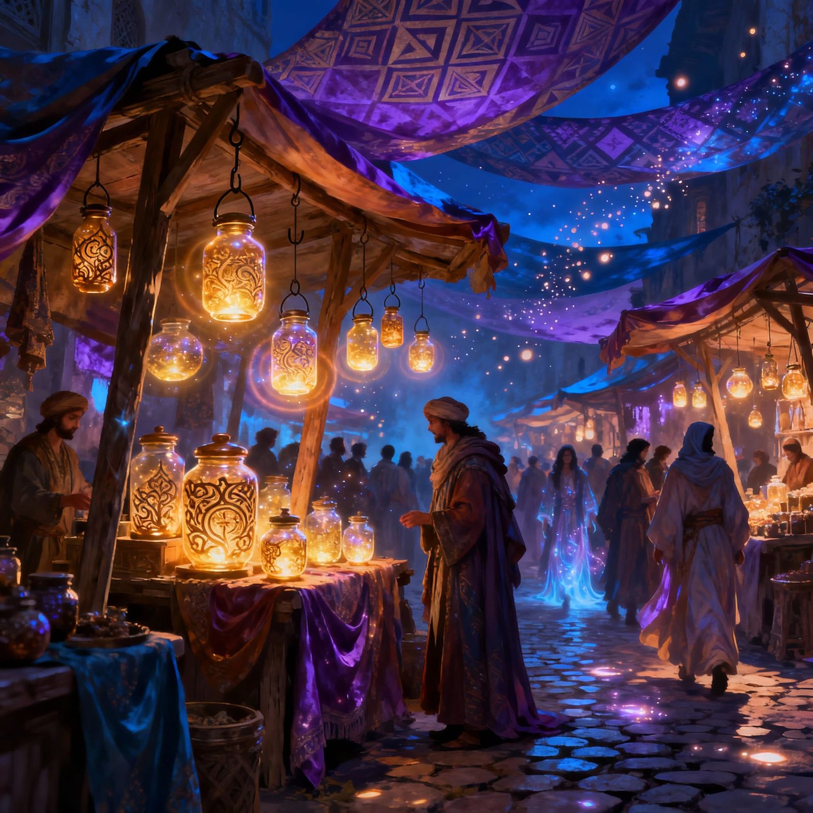 Magical Memory Market at Twilight: Fantasy Concept Art
