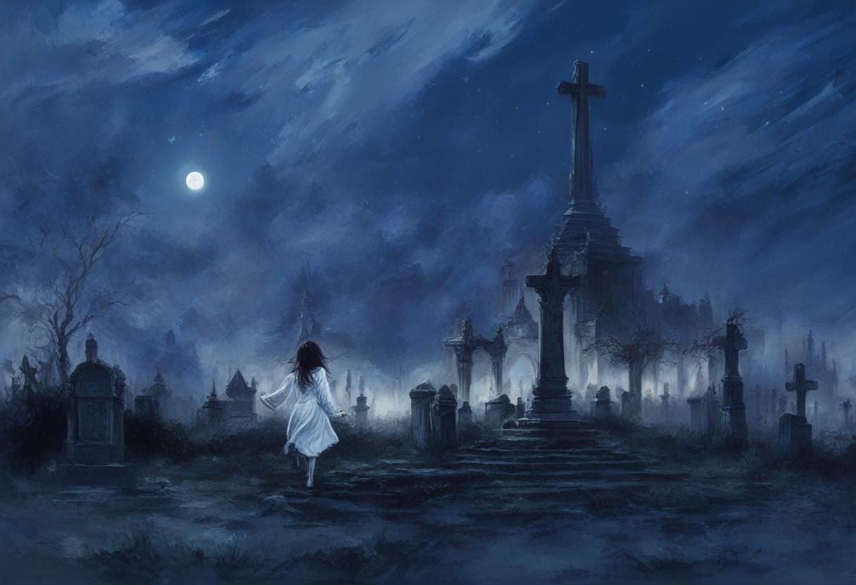 Victorian Vampire Graveyard Chase in Dark Fantasy Style
