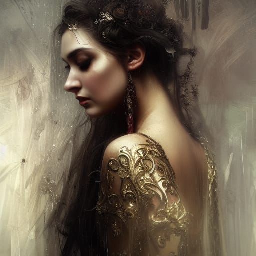 Sinister Slavic Priestess in Dark Fantasy Style