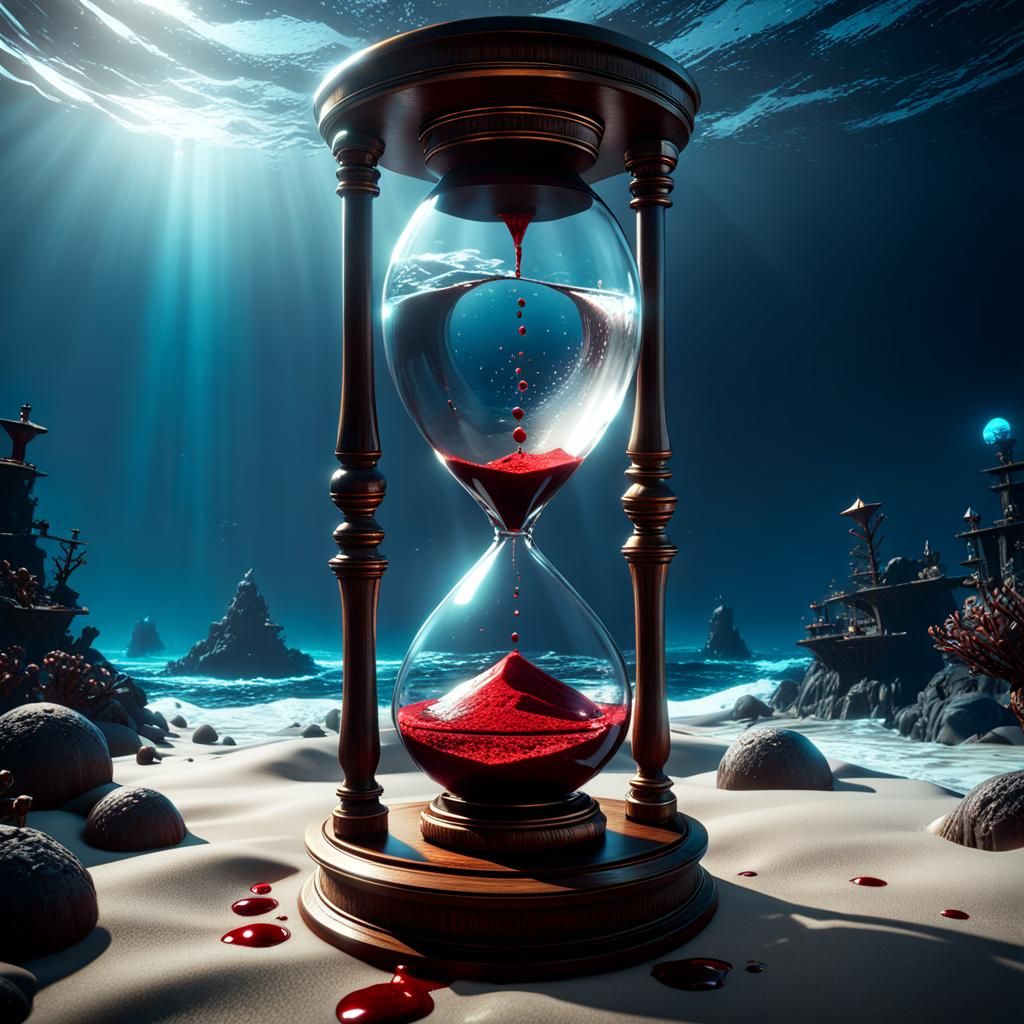 Hourglass of Blood in Ocean, 3D Game Cinematic