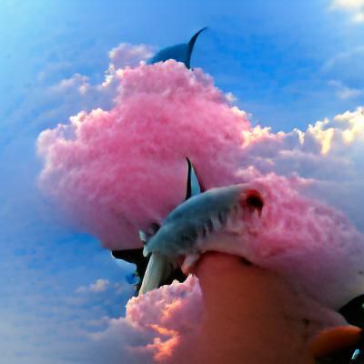 Shark in Cotton Candy Cloud Dreamscape