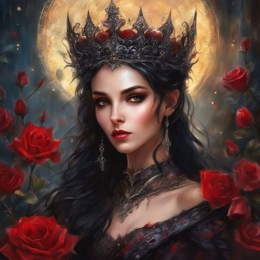 Gothic Princess Portrait with Thorns and Blood