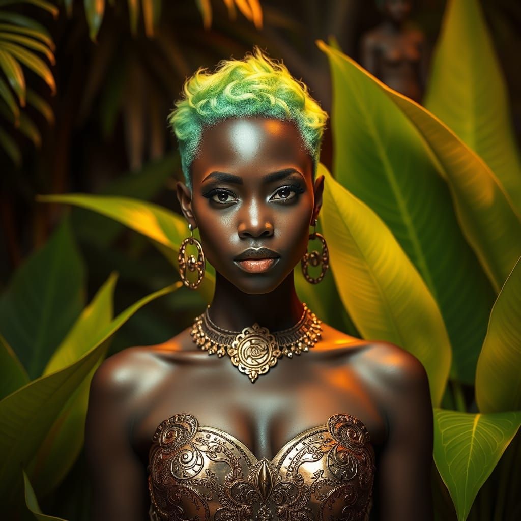 A Dark-Skinned Woman in Tropical Paradise