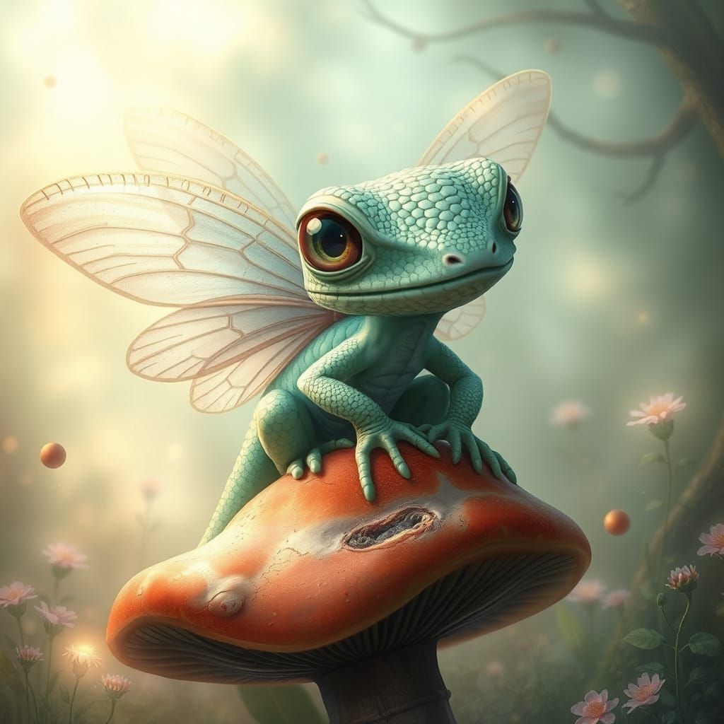 Whimsical Fantasy Creature in Soft Pastel Hues