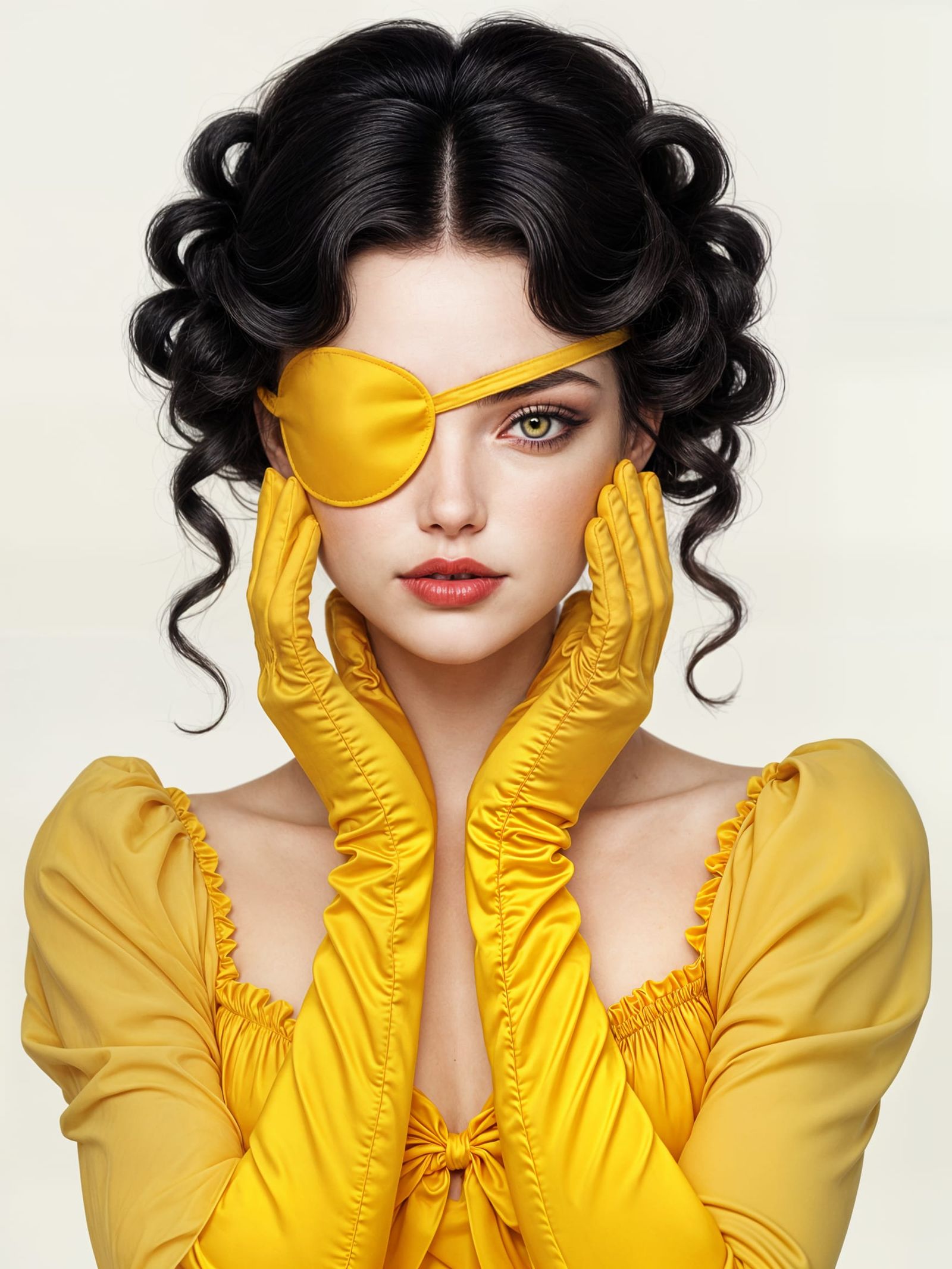 Woman in Yellow with Eyepatch Portrait
