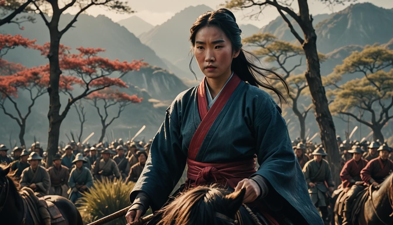 Cinematic Mulan Film Still in Chinese Style