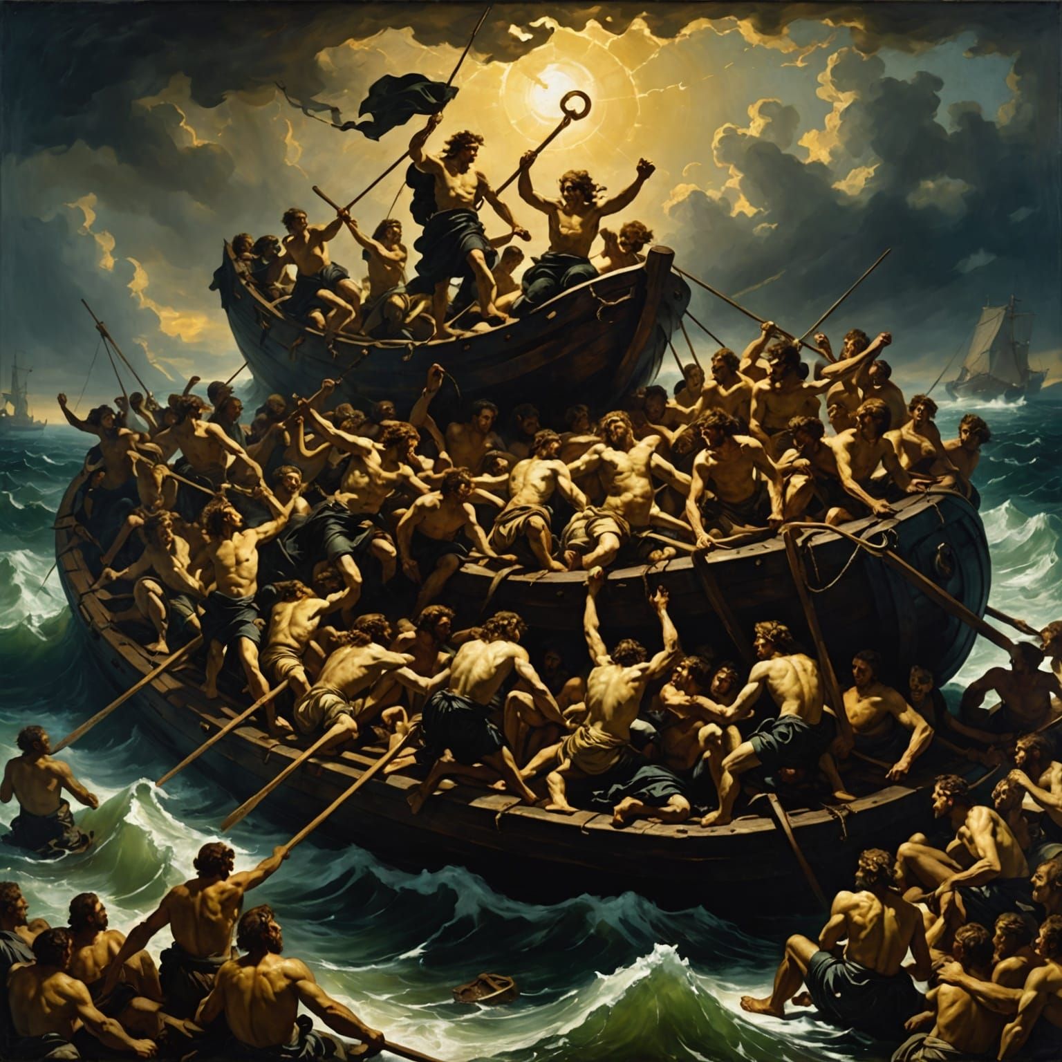 The Raft of the Medusa: A Dramatic Oil Painting in Chiaroscu...