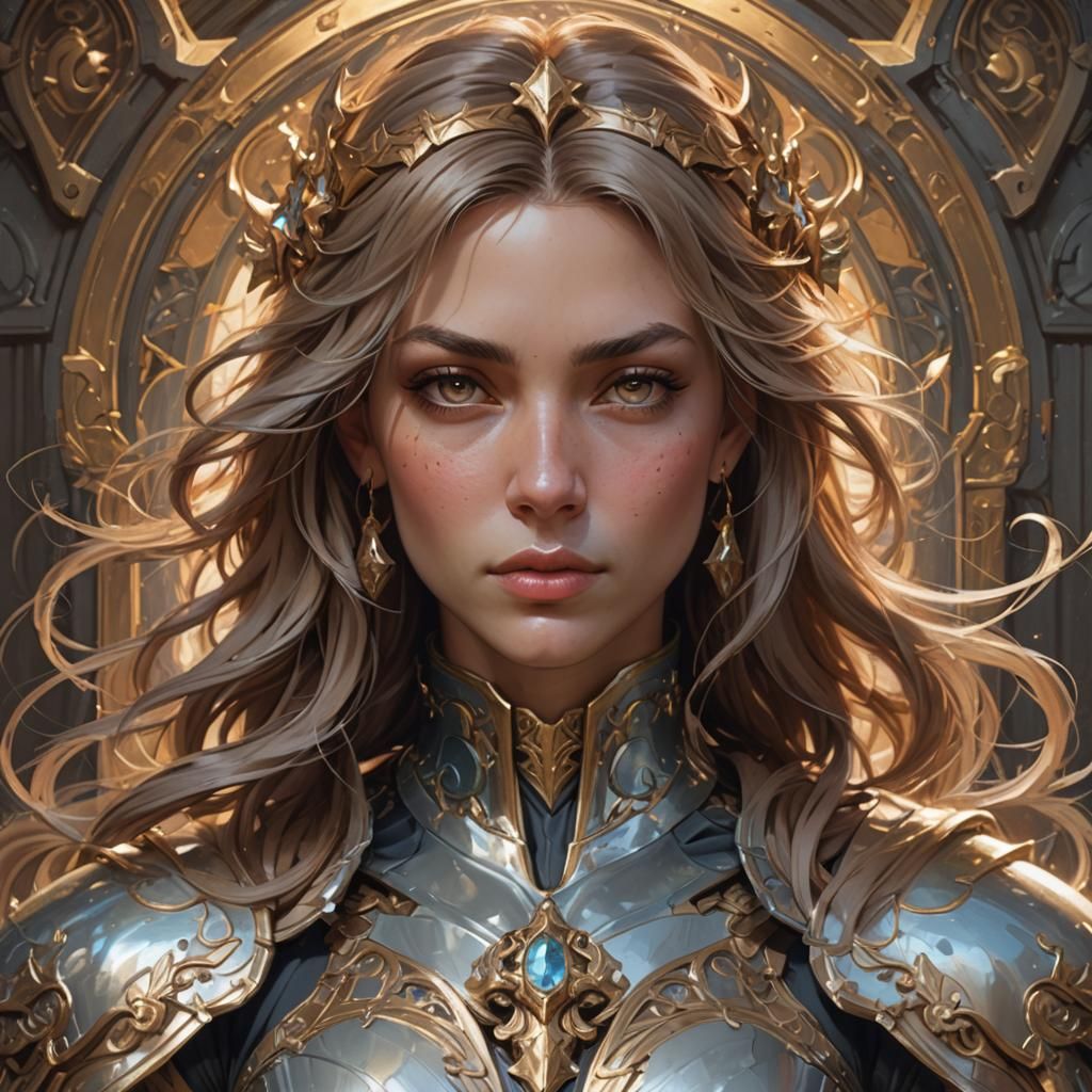 Paladin Portrait in Hyperdetailed, Dynamic Lighting