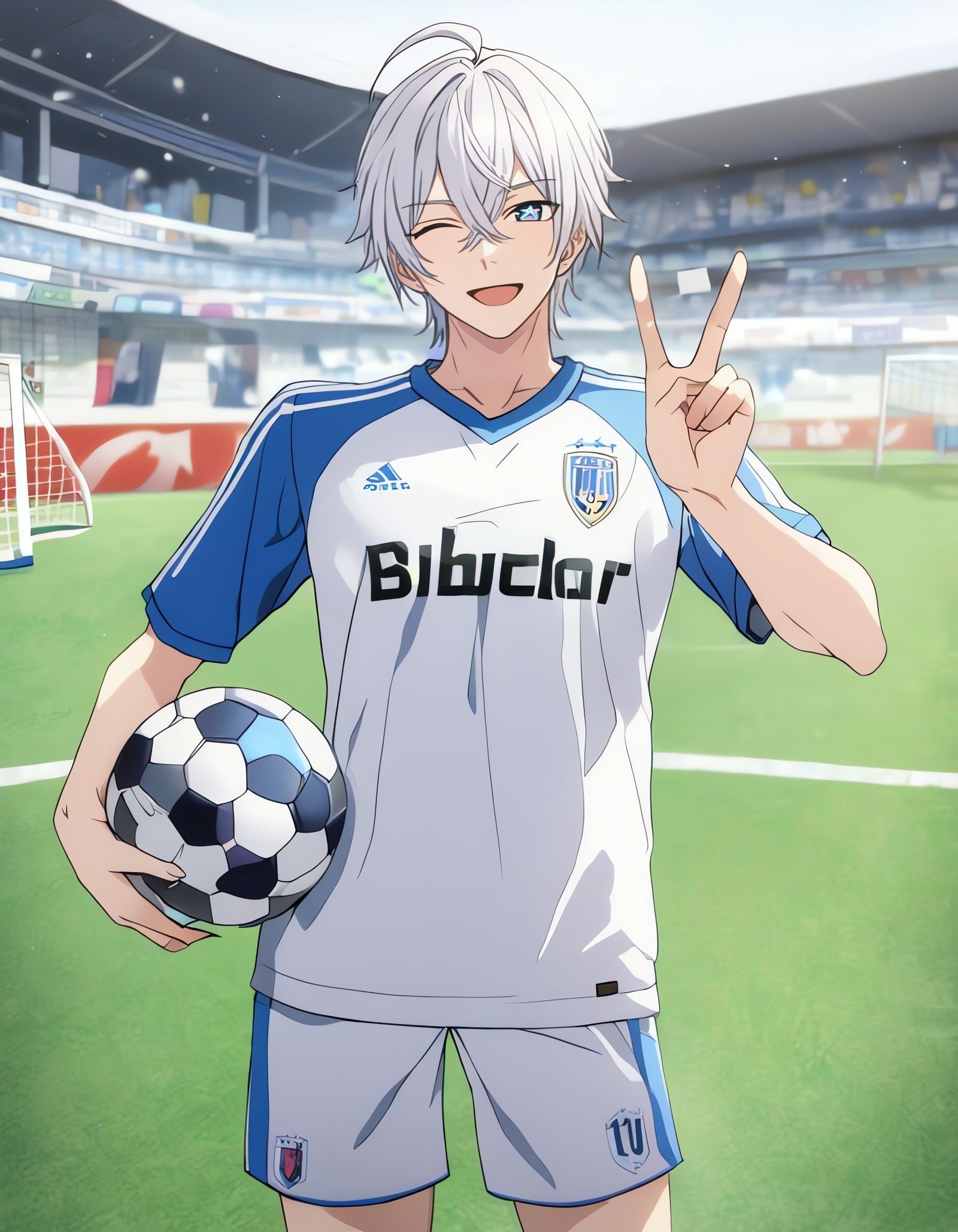 Anime Bishounen in Cyber Soccer Uniform