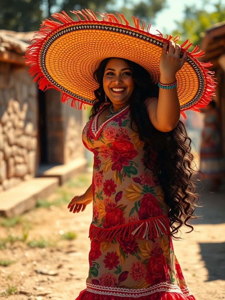 Mexican Woman Dancing: Annie Stegg Inspired Oil Portrait