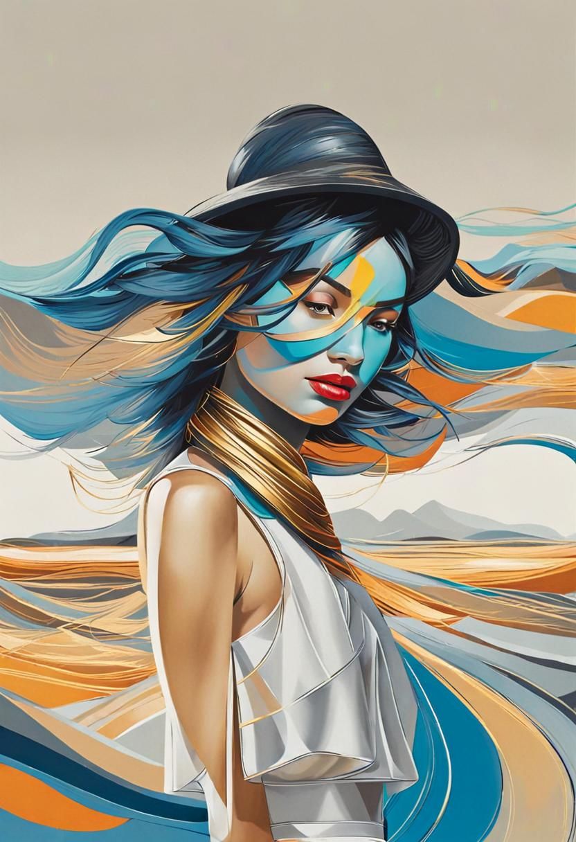 Portrait of a modern pretty woman into retro fashion