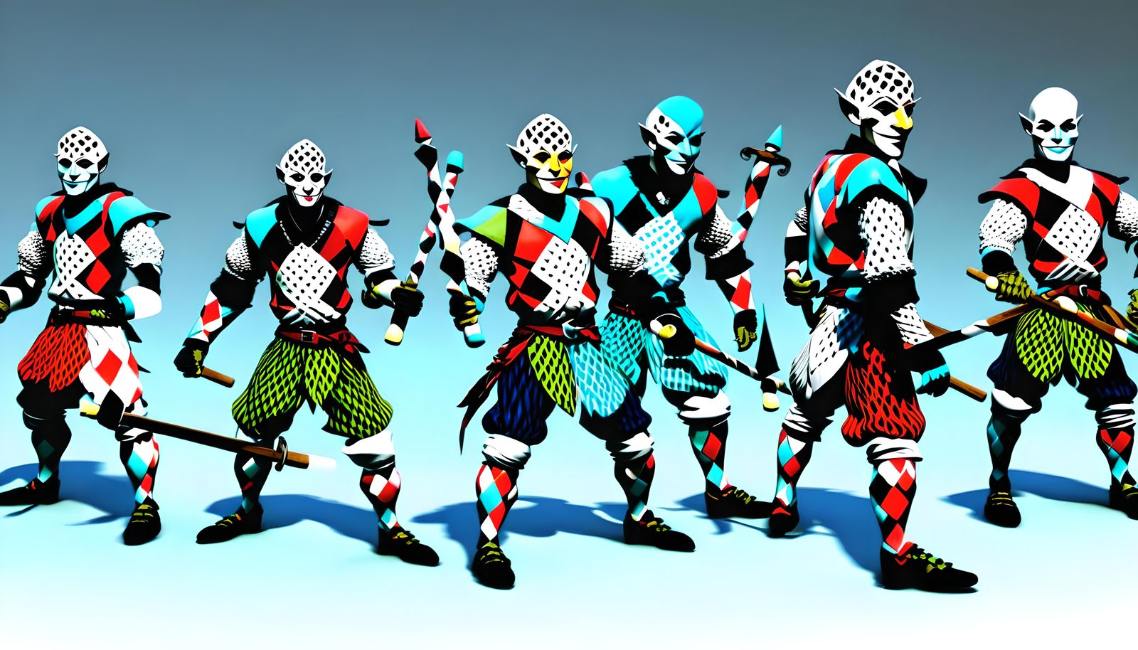 Classic Harlequin Figure in Colorful Costume