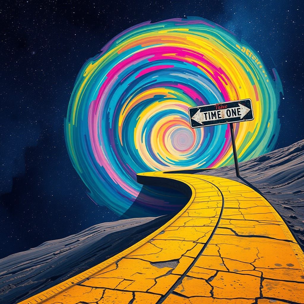 Surreal Road to a Cosmic Vortex in Vibrant, High-Contrast St...