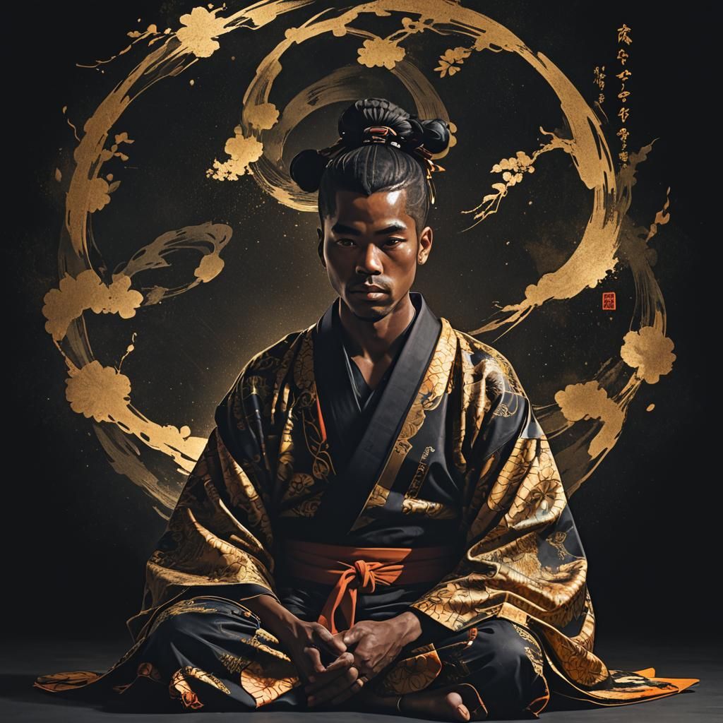 Kimono Silhouette: African American Man in Darkness