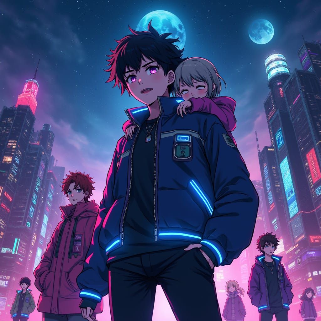 Cyberpunk Cityscape with Neon Lights and Futuristic Towers