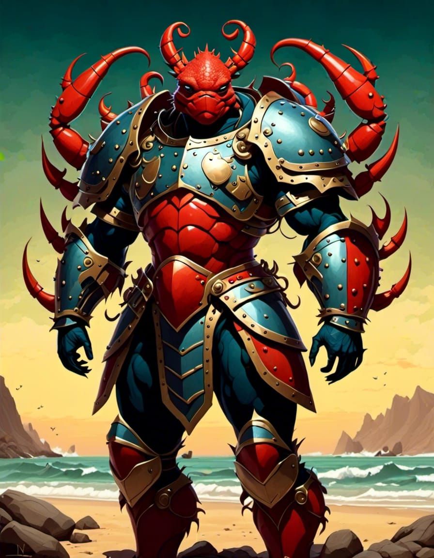Crustacean Knight in Hyper-Detailed Digital Painting