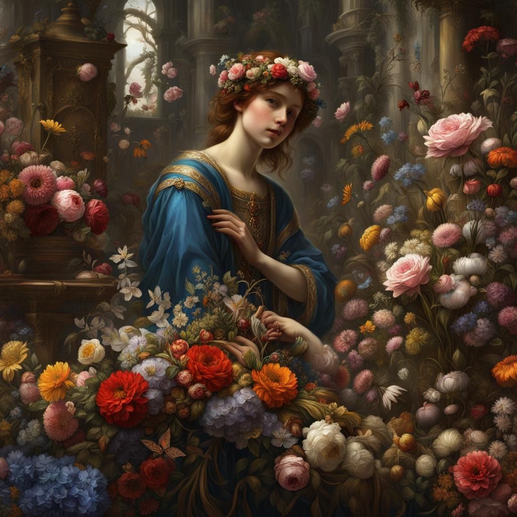 Heart of Flowers in Detailed Matte Painting