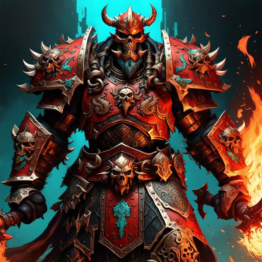 Captain Voravek of the Desolate Ironhorde, Warband of Khorne.