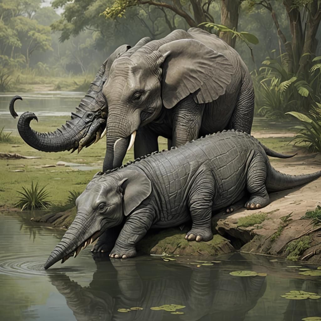 Elephant-Alligator Hybrid Creature