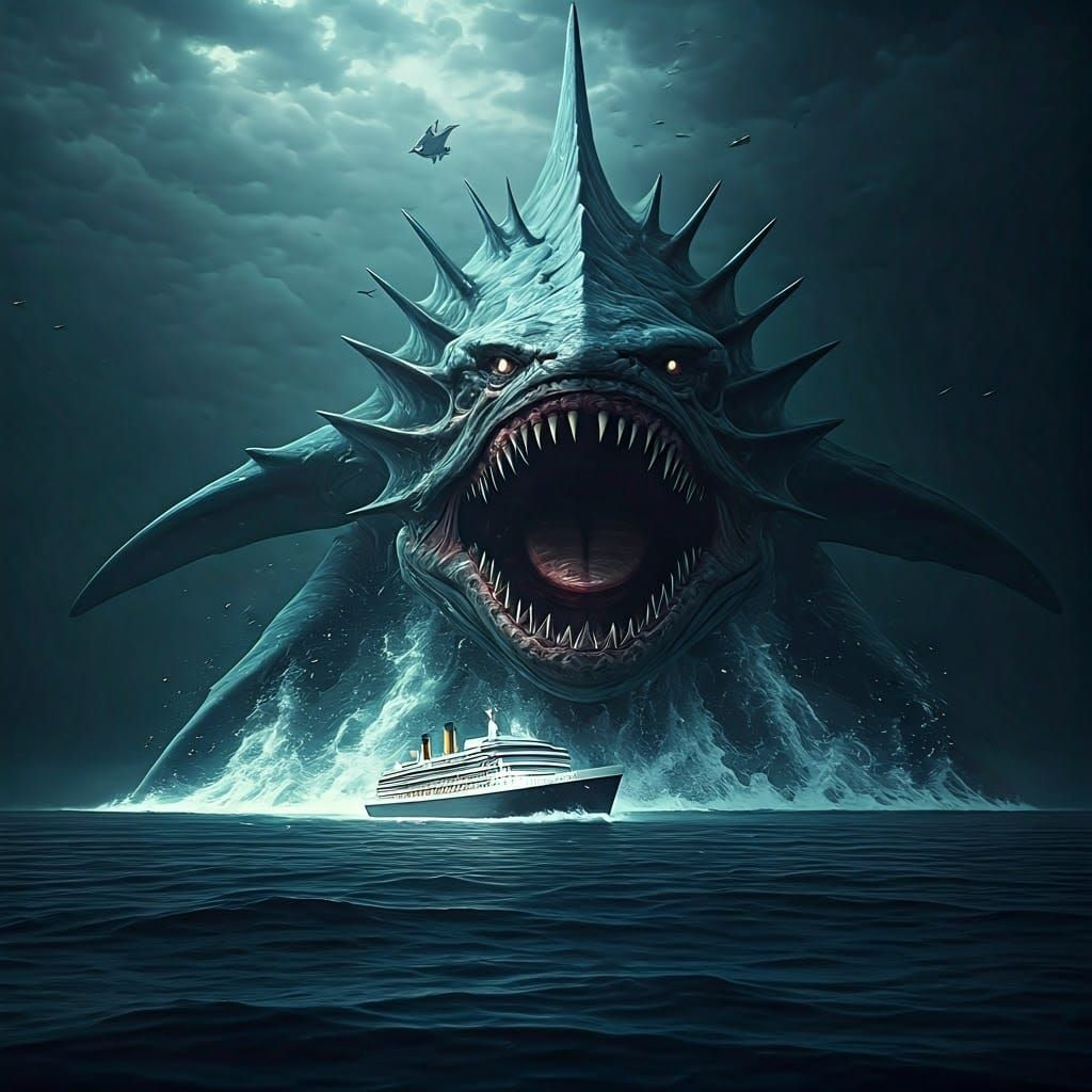 Colossal Sea Monster in Hyper-Realistic 3D Rendering