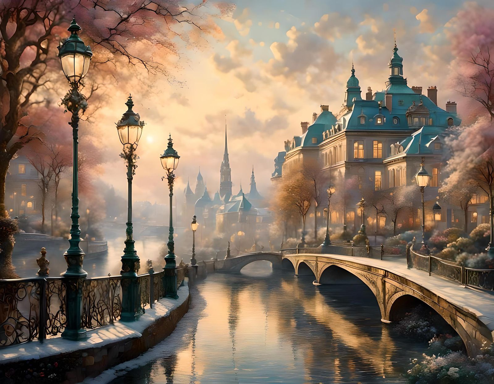 Dreamy Oslo Street at Sunset with Retro Architecture