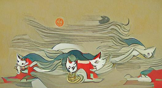 Kitsune Yokai in Ukiyo-e Style