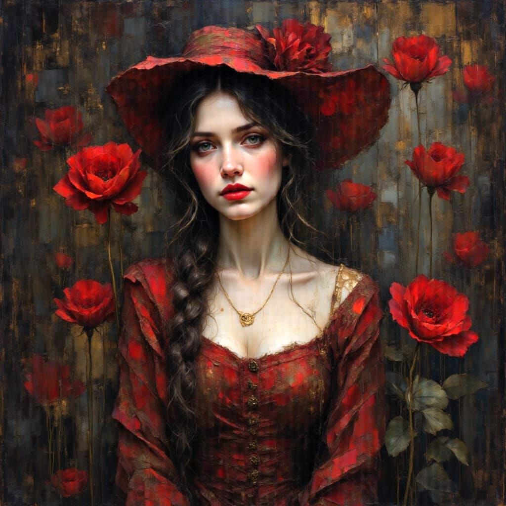 Wild Rose: Tragic Beauty in Organic Impasto Style