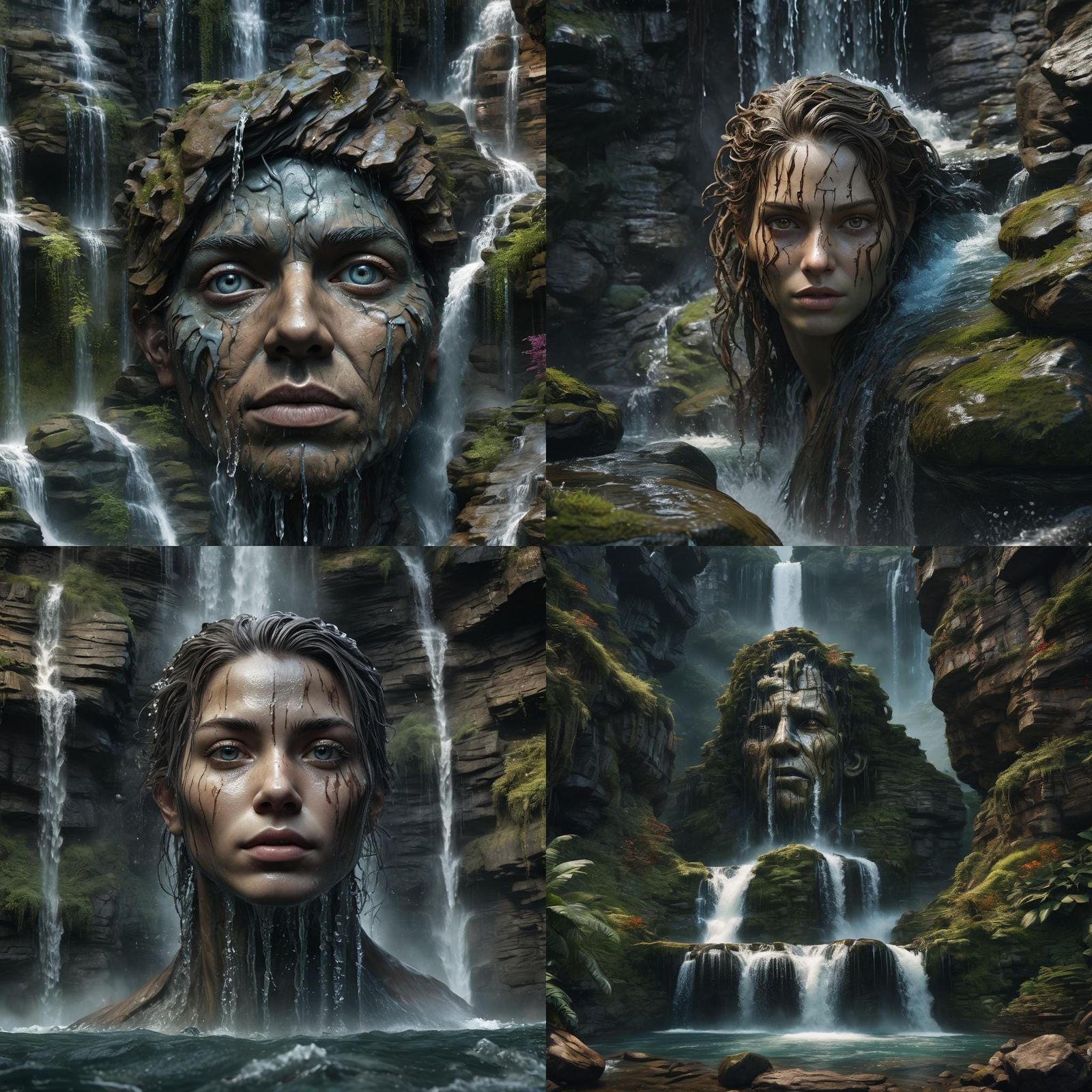 Water Fall Creates a Human Face
