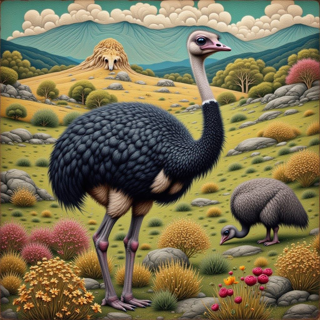 <lora:Fauna:1.0> Emotional landscapes They puzzle me, ostric...