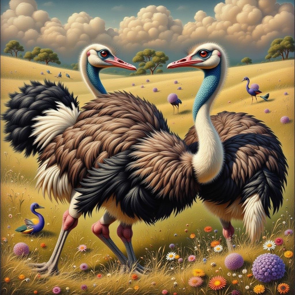 <lora:Fauna:1.0> Emotional landscapes They puzzle me, ostric...