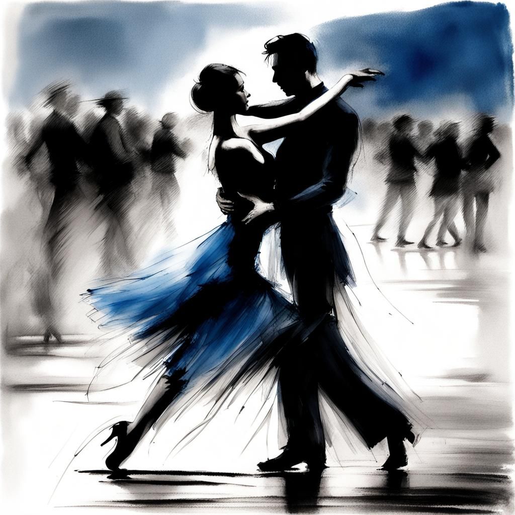 tango dancers on seaside