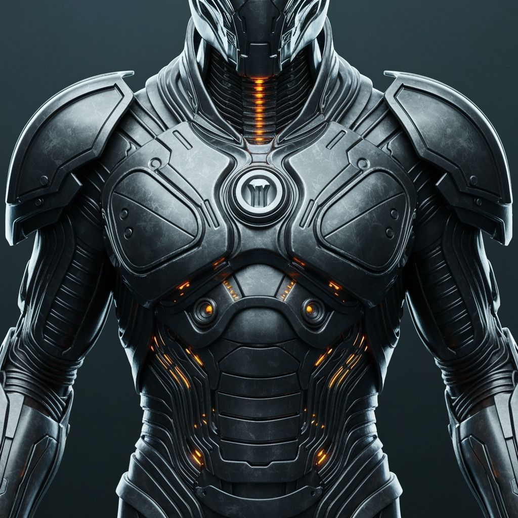 Advanced Biomechanical Alien Armor with Glowing Circuits