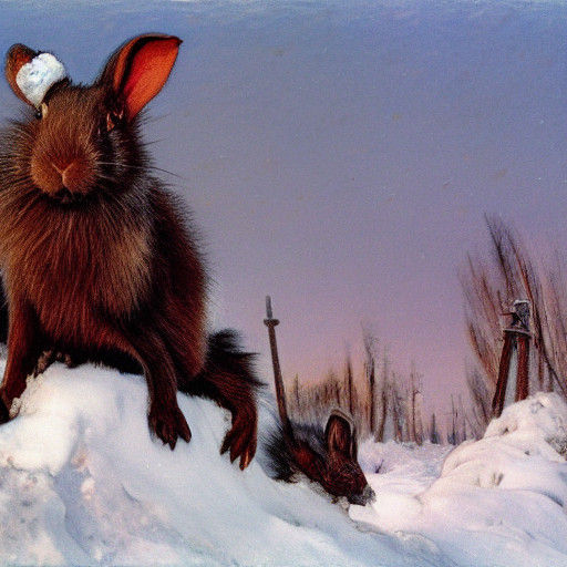 Mysterious Post-Apocalyptic Rabbit in a Bleak Winter Landsca...