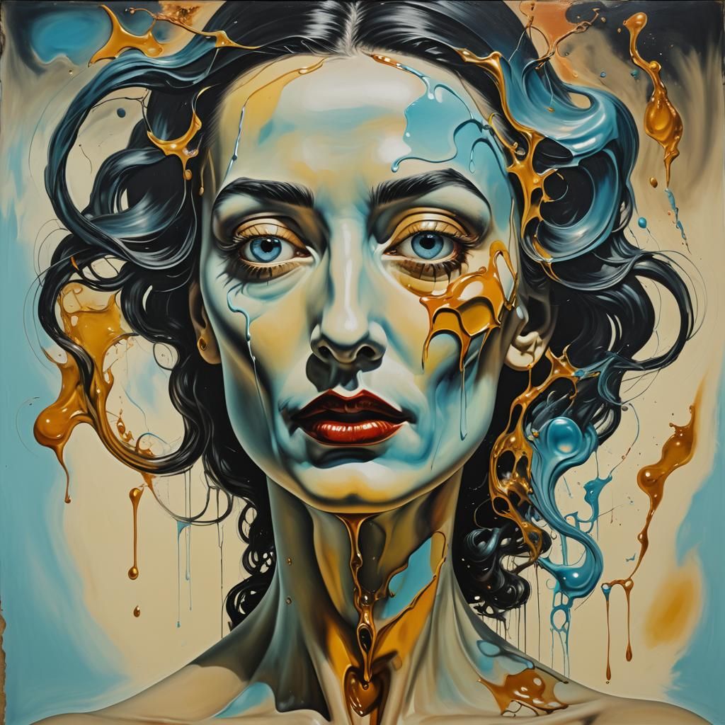 Surreal Woman in Melting Dreamscape, Dali Style