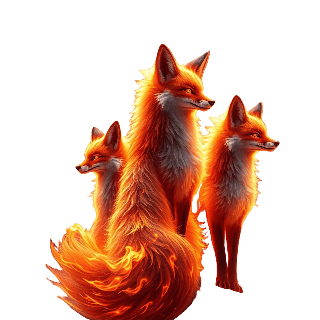 Fantastical Inferno Foxes Erupt in Flickering Flame